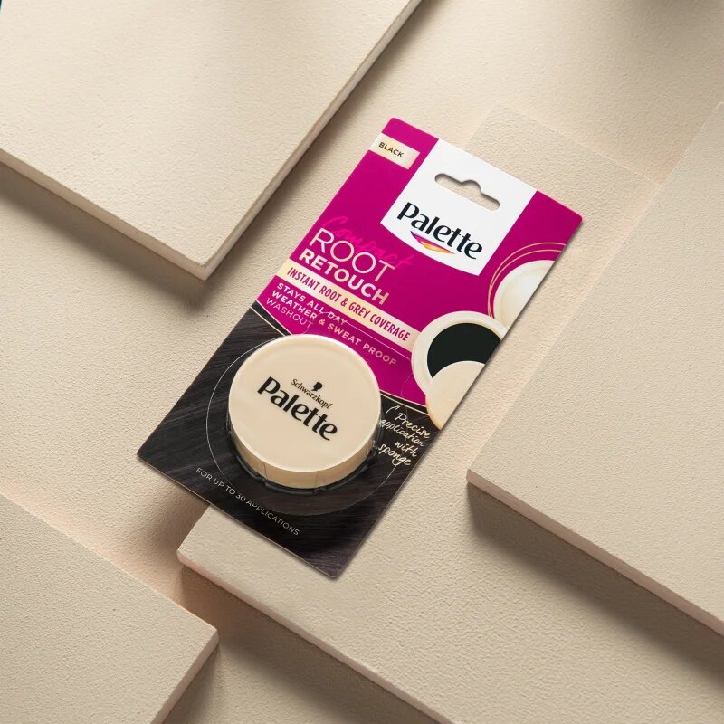 Schwarzkopf Palette Compact Root Retouch corector pentru acoperirea firelor carunte de par cu efect de pulbere culoare Black 3 g