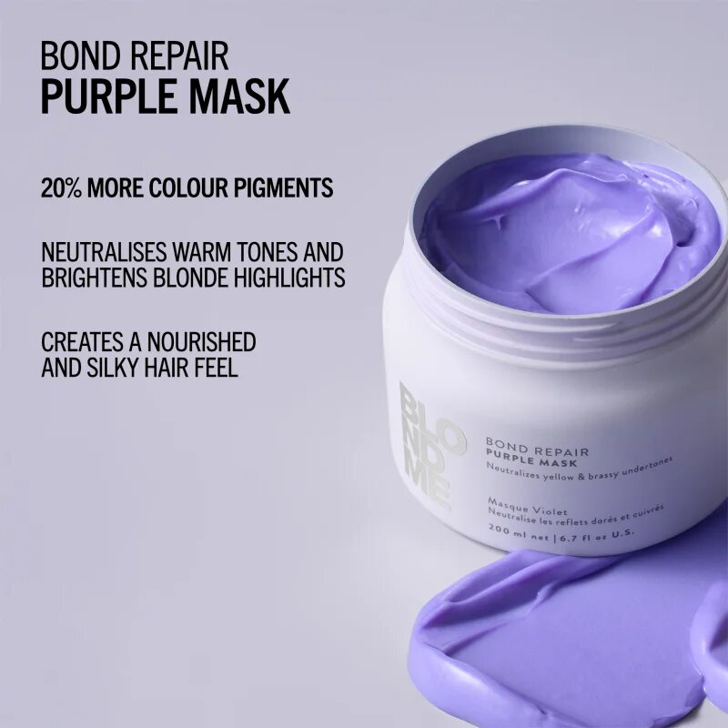 Schwarzkopf Professional Blondme Bond Repair Purple Mask Masca de par neutralizeaza tonurile de galben 500 ml