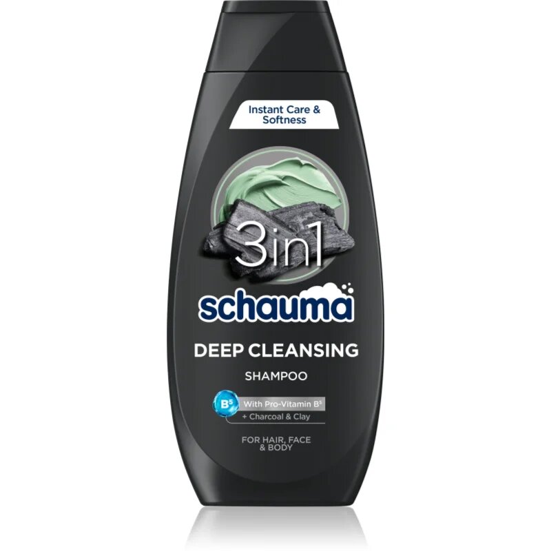 Schwarzkopf Schauma MEN șampon cu ingrediente active de cărbune pe fata corp si par 400 ml