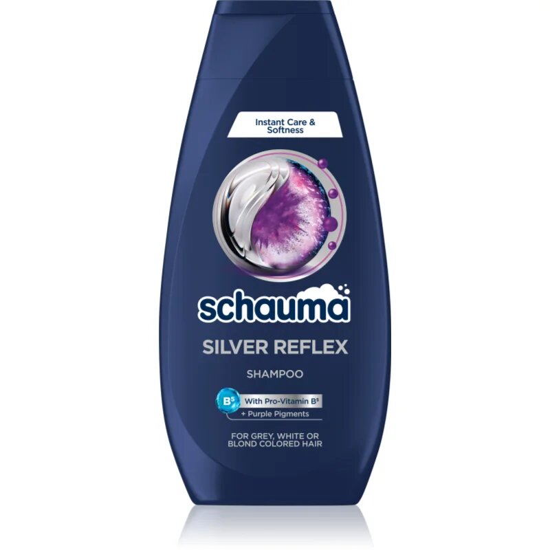 Schwarzkopf Schauma Silver Reflex șampon pentru neutralizarea tonurilor de galben pentru păr în nuanțe reci de blond decolorat sau șuvițat 350 ml