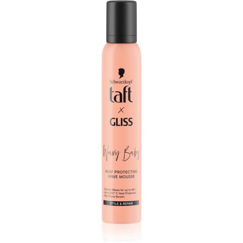 Taft x Gliss spumă pentru volum și forma coafurii cu protecție termică pentru par ondulat si cret 200 ml