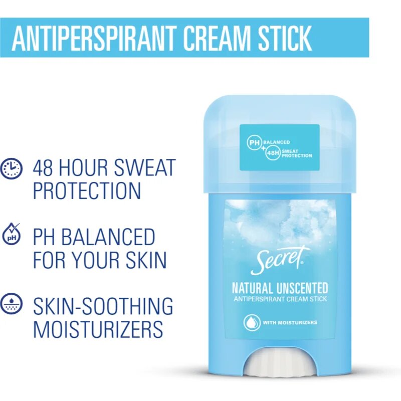 Secret Natural Unscented Antiperspirant Cream Stick anti-perspirant crema pentru femei 40 ml