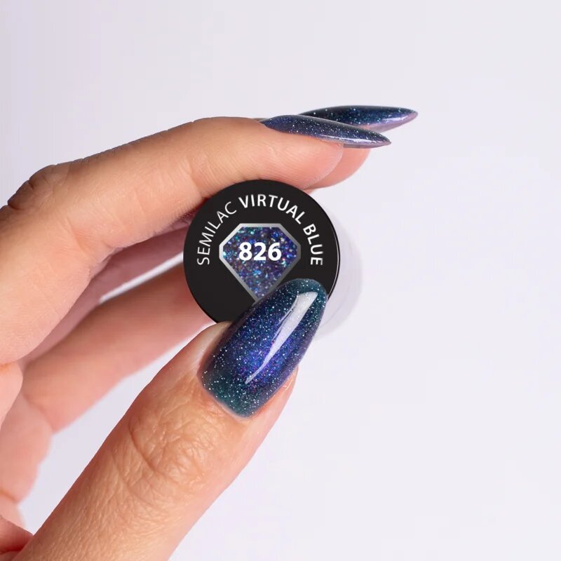 Semilac UV Hybrid Galaxy Flash unghii cu gel folosind UV / lampă cu LED culoare 826 Virtual Blue 7 ml