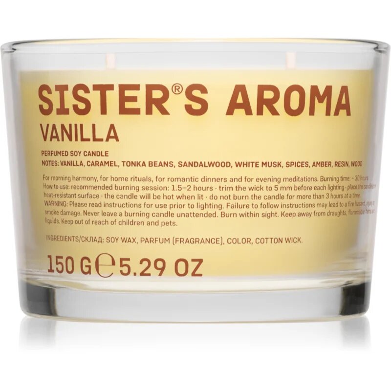 Sister's Aroma Candle Vanilla lumânare parfumată 150 g