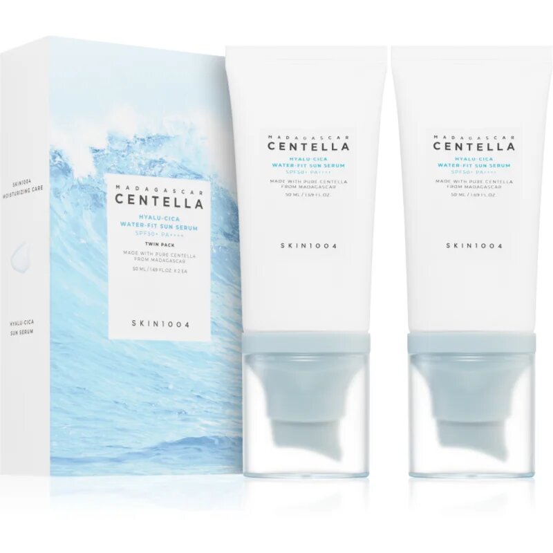 SKIN1004 Madagascar Centella Hyalu-Cica Water-Fit Sun Serum Twin Pack ser protector cu efect de hidratare pachet duo