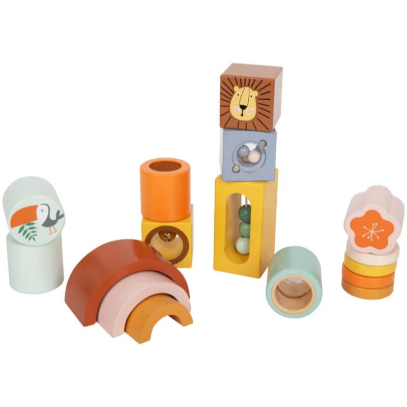 Small foot Safari cuburi pentru copii 12 m+ 12 buc