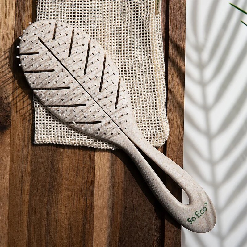 So Eco Biodegradable Detangling Leaf Brush perie compostabilă pe părul umed 1 buc