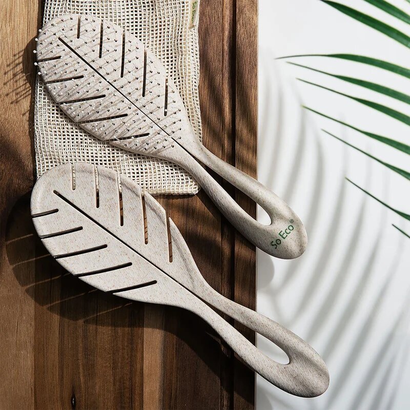 So Eco Biodegradable Detangling Leaf Brush perie compostabilă pe părul umed 1 buc