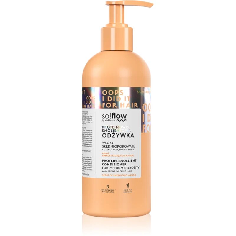 so!flow Medium Porosity Hair Protein-Emollient Conditioner balsam pentru par cu efect hidratant anti-electrizare 400 ml