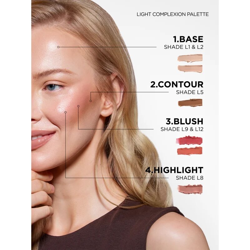 SOSU Cosmetics Complete Canvas Complexion Palette paleta pentru fata multifunctionala faciale culoare Light 26.4 g