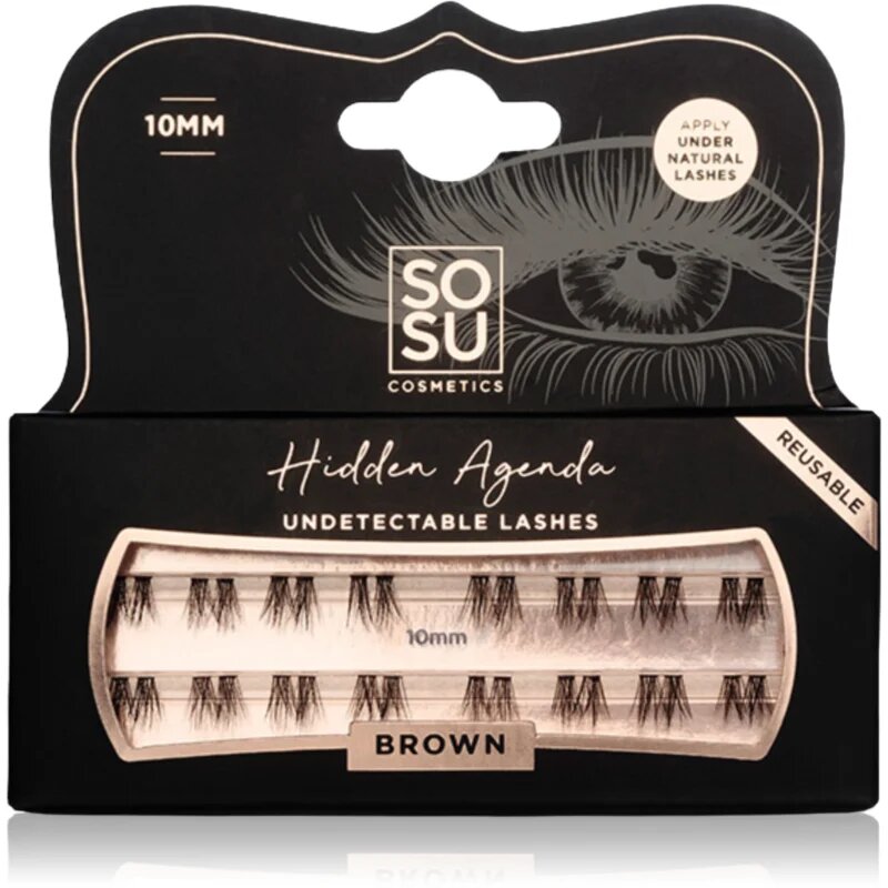 SOSU Cosmetics Hidden Agenda Undetectable Lashes pachet cu gene fără noduri autoadezive 10mm Brown 16 buc