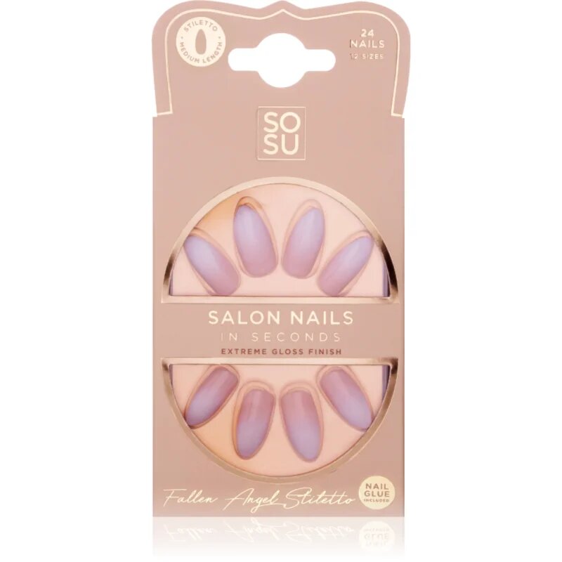 SOSU Cosmetics Salon Nails unghii artificiale culoare Fallen Angel 24 buc