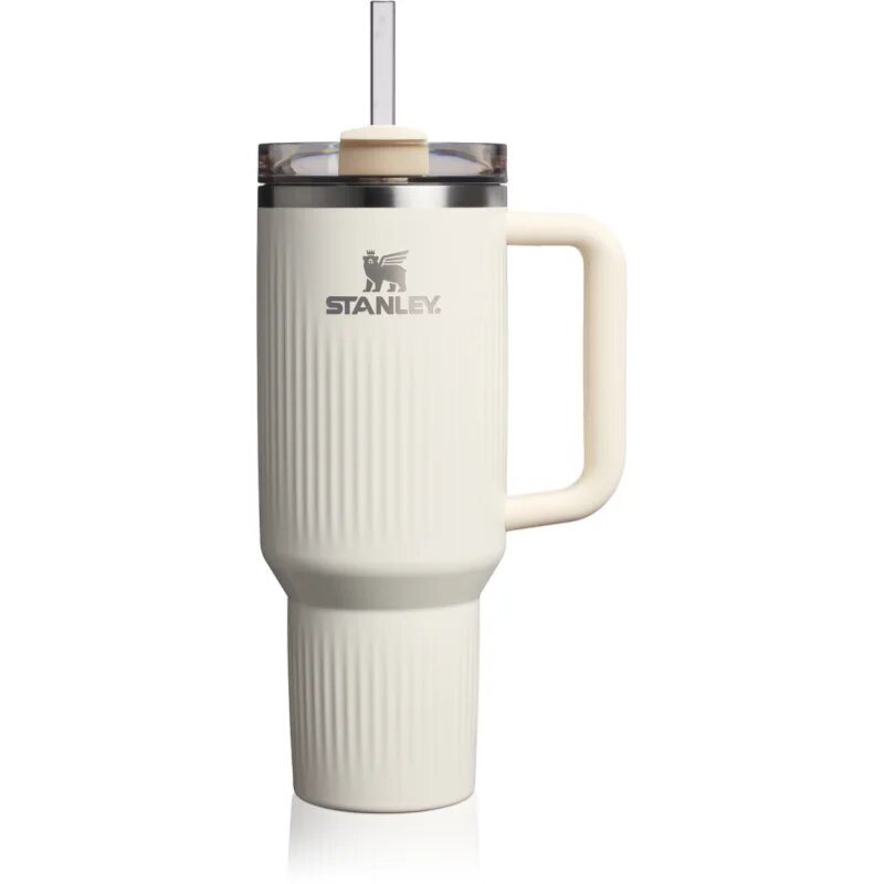 Stanley Quencher H2.O FlowState™ Fluted Tumbler pahar din oțel inoxidabil cu pai mare Cream Gloss 1 buc