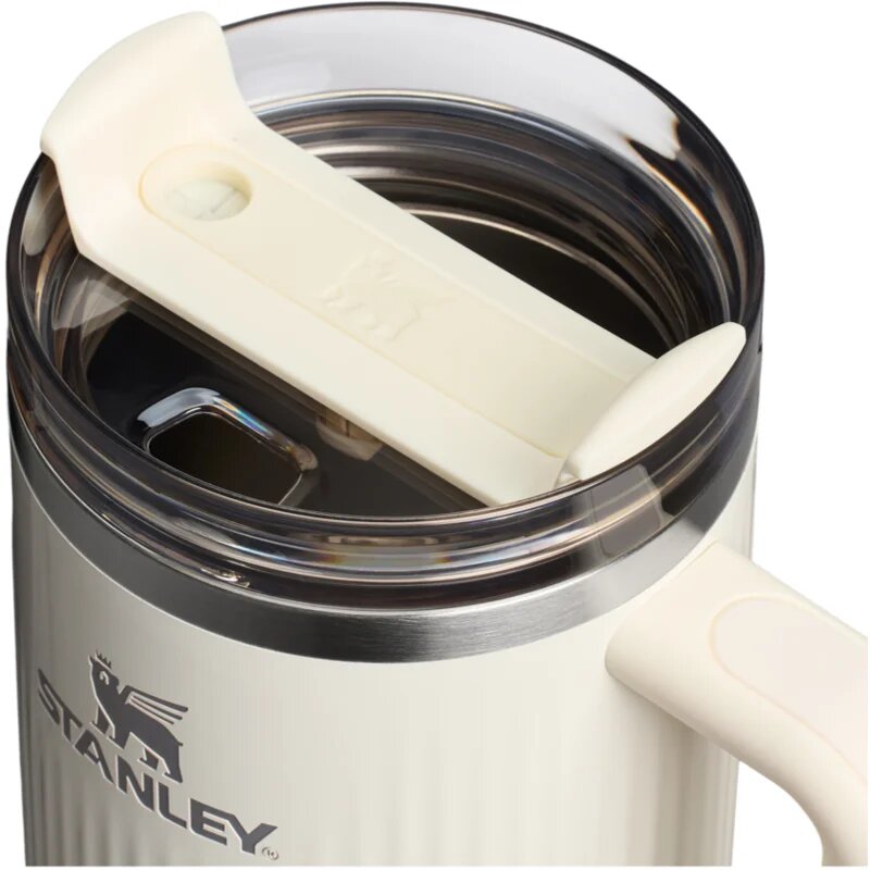Stanley Quencher H2.O FlowState™ Fluted Tumbler pahar din oțel inoxidabil cu pai mare Cream Gloss 1 buc