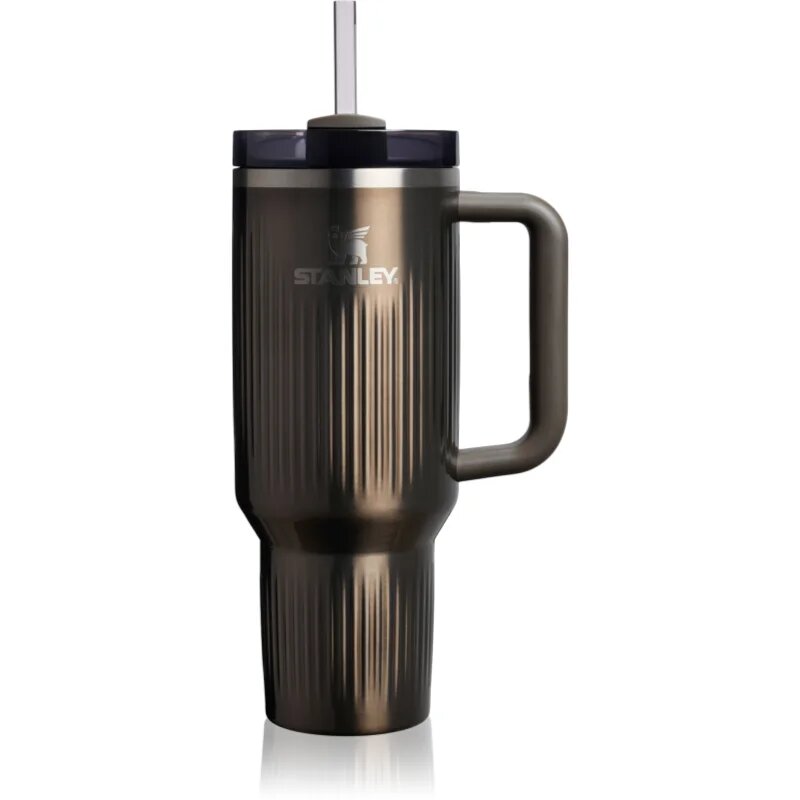 Stanley Quencher H2.O FlowState™ Fluted Tumbler pahar din oțel inoxidabil cu pai mare Gunmetal Shine 1 buc