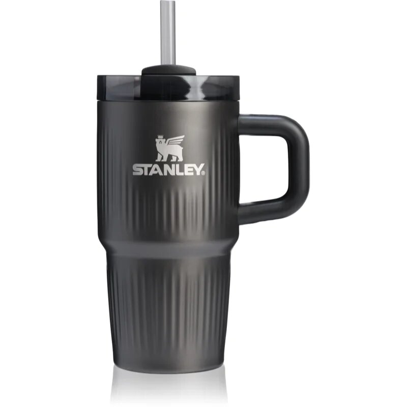 Stanley Quencher H2.O Fluted Tumbler pahar din oțel inoxidabil cu pai mic Black PVD 1 buc
