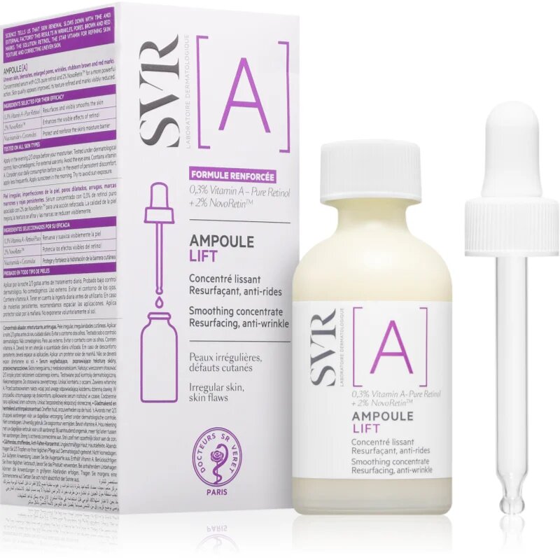 SVR Ampoule [A] Lift ser cu efect de netezire pentru reducerea imperfecțiunilor tenului 30 ml