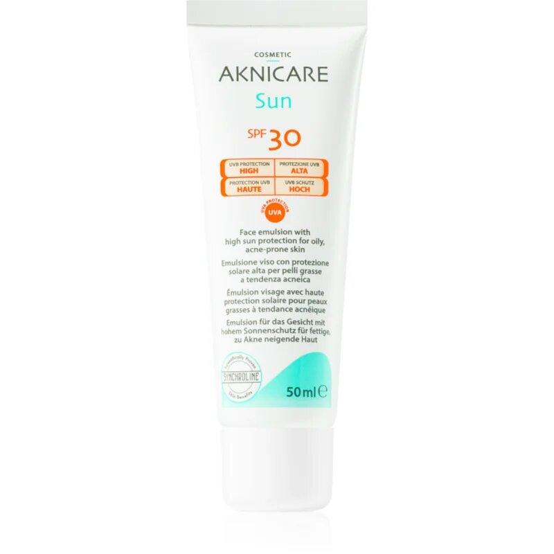 Synchroline Aknicare Sun cremă protectoare pentru tenul gras predispus la acnee SPF 30 50 ml