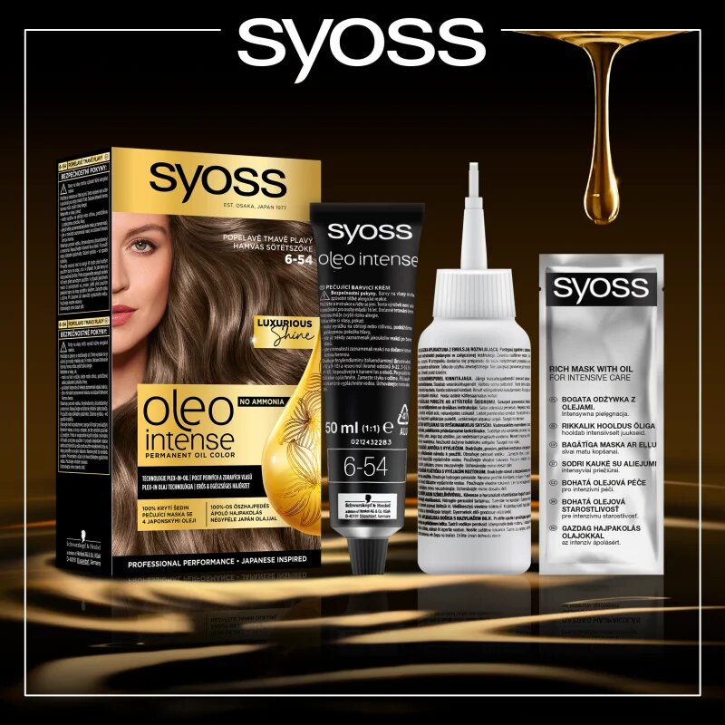 Syoss Oleo Intense Culoare permanenta pentru par cu ulei culoare 6-54 Ashy Dark Blond 1 buc