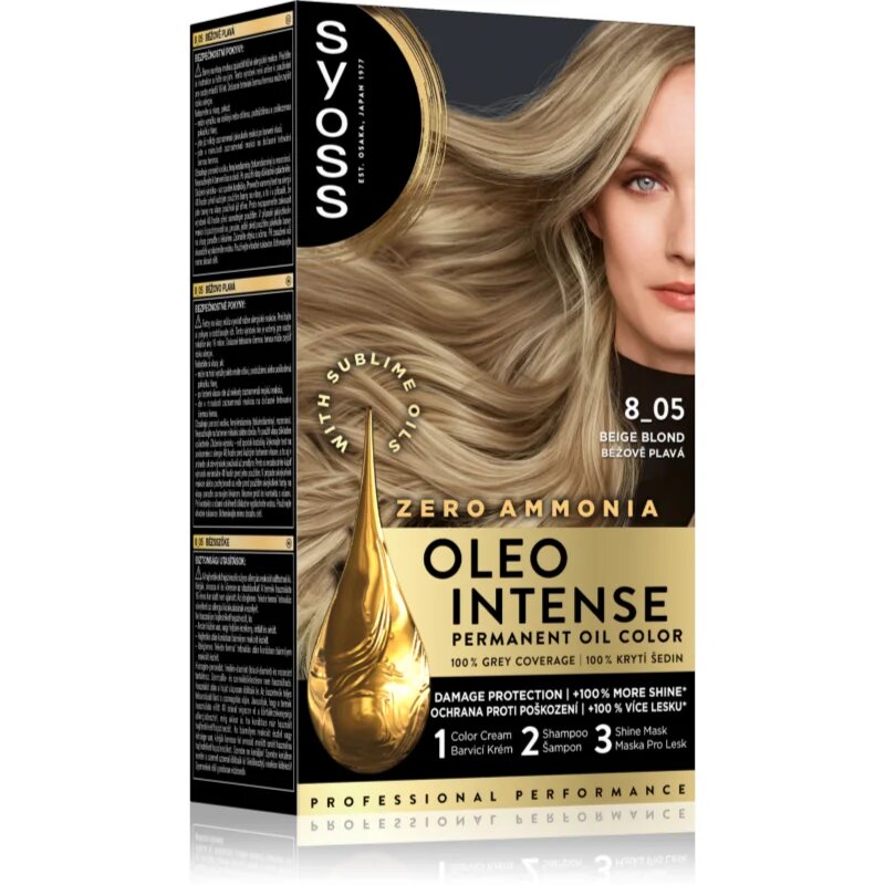 Syoss Oleo Intense Culoare permanenta pentru par cu ulei culoare 8_05 Beige Blond 1 buc