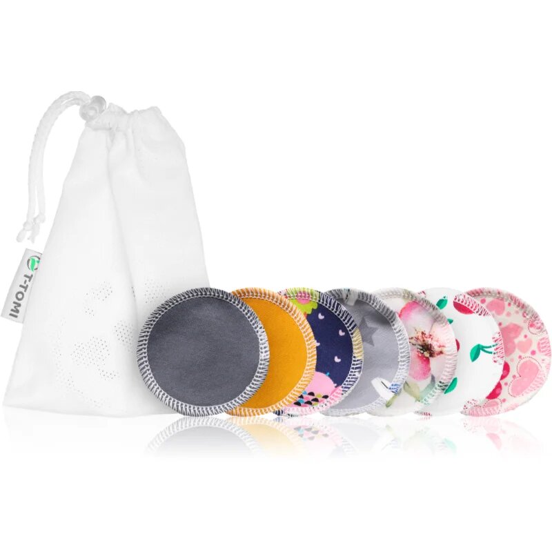 T-Tomi Make-up Removal Pads Set Soft 1 Week dischete demachiante lavabile COLOUR + Laundry Wash Bag 7 buc