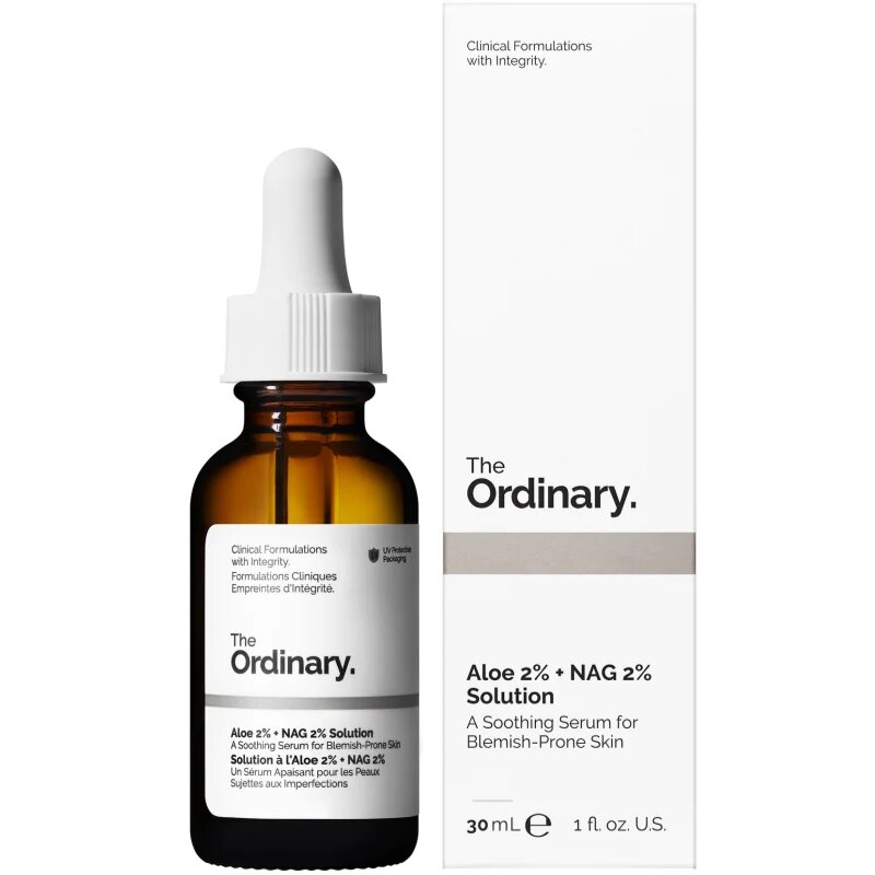 The Ordinary Aloe 2% + NAG 2% Solution ser calmant impotriva acneei 30 ml