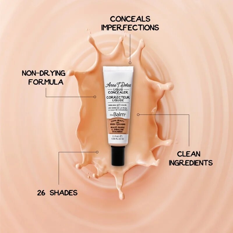 theBalm Anne T. Dotes® Liquid Concealer corector lichid acoperire completa culoare #7 Warm Fair 11.8 ml