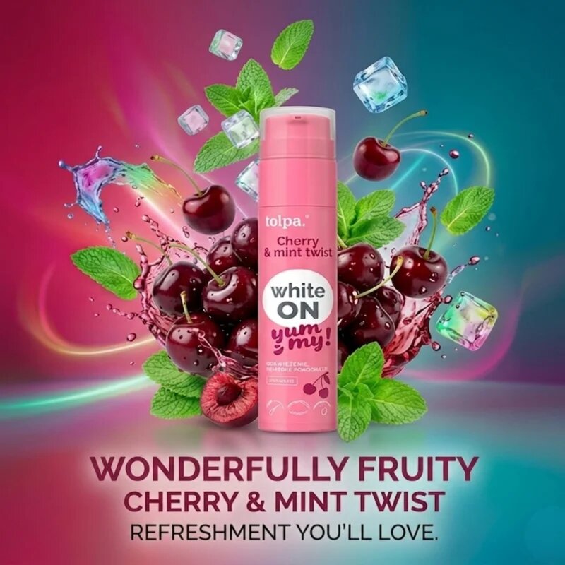 Tołpa On White Yummy pasta de dinti pentru albire aroma Cherry & Mint 60 g