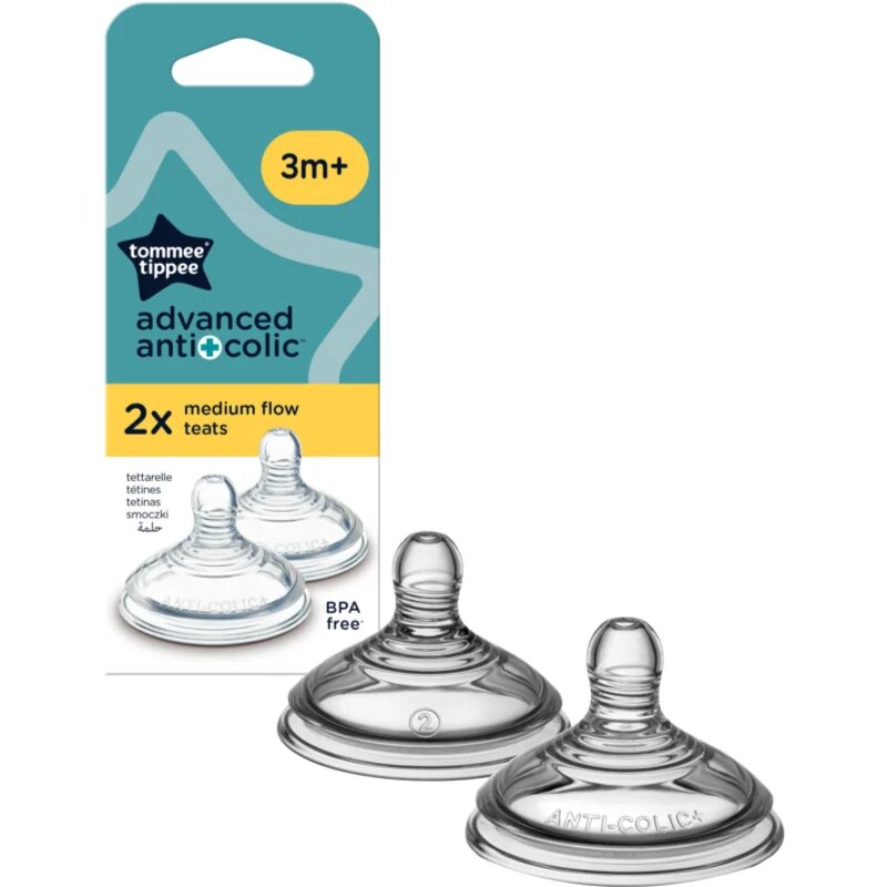 Tommee Tippee Advanced Anti-Colic tetină pentru biberon Medium Flow 3m+ 2 buc