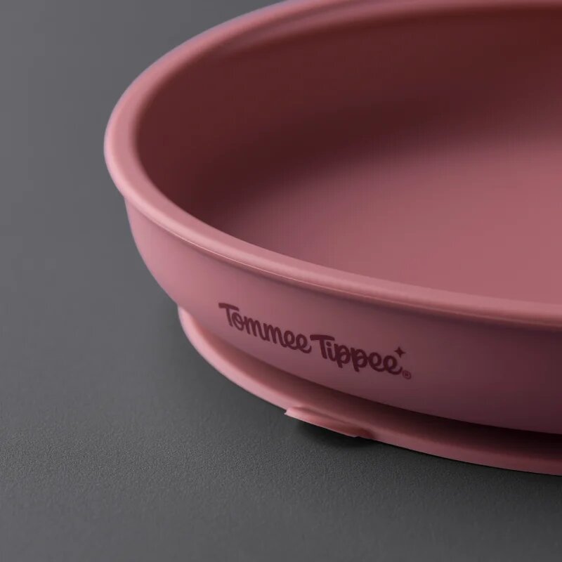 Tommee Tippee EasiStick™ Silicone Weaning Plate farfurie cu ventuză 4m+ Pink 1 buc