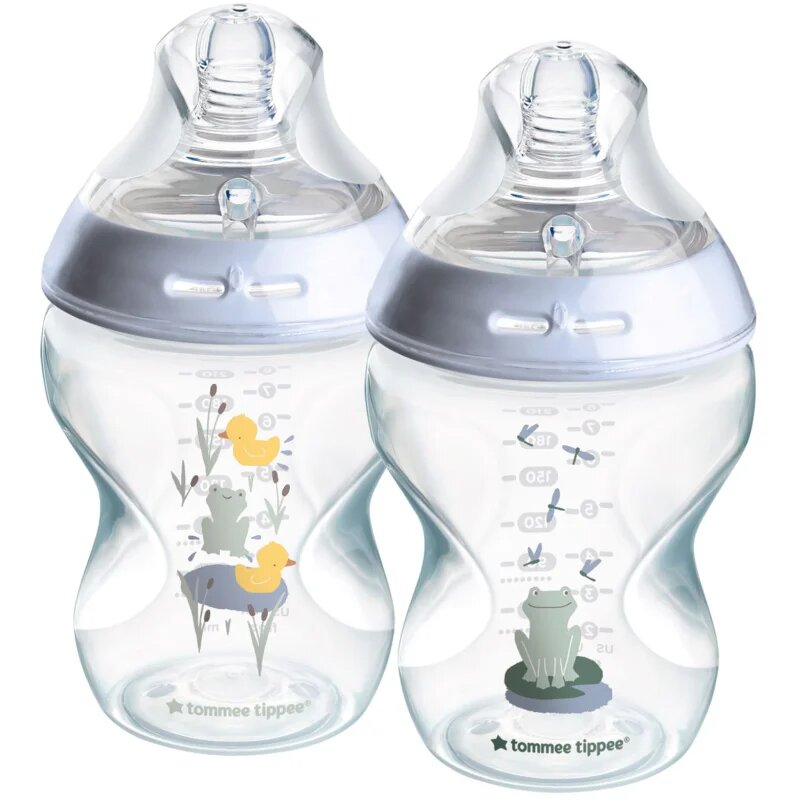 Tommee Tippee Natural Start Anti-Colic biberon pentru sugari Slow Flow 0m+ Frog 2x260 ml