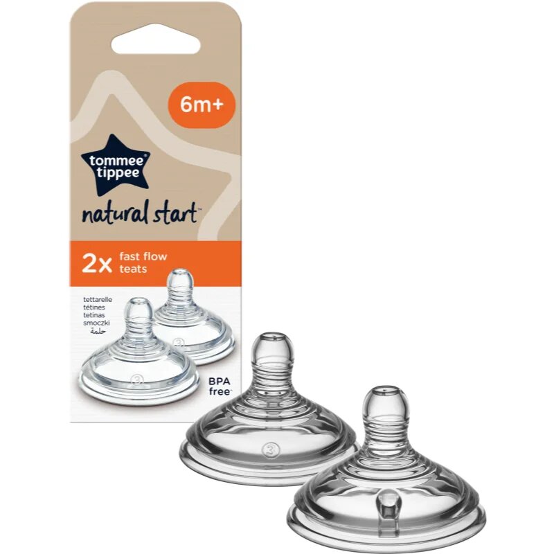 Natural Start Anti-Colic Teat tetină pentru biberon Fast Flow 6 m+ 2 buc