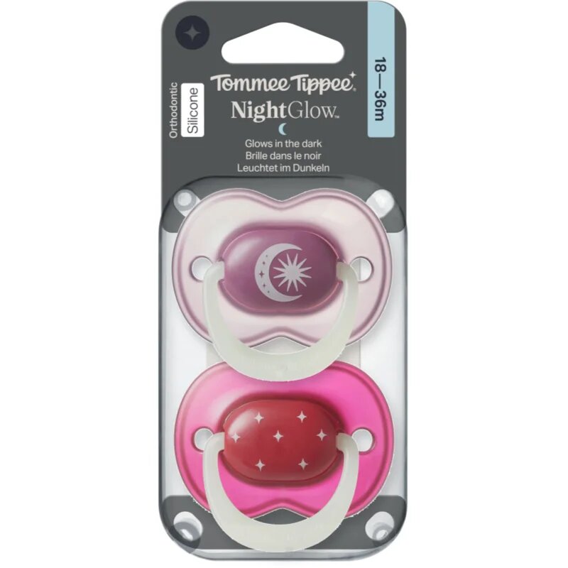 Tommee Tippee NightGlow Soother 18-36m suzetă Girl 2 buc