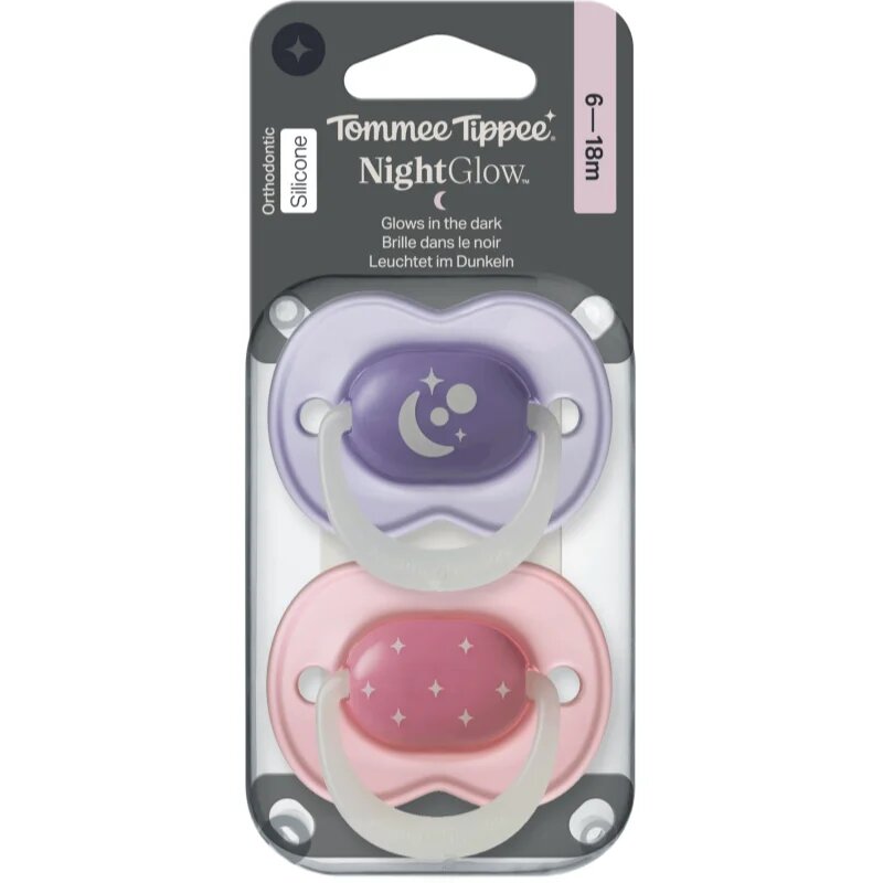Tommee Tippee NightGlow Soother 6-18m suzetă Girl 2 buc