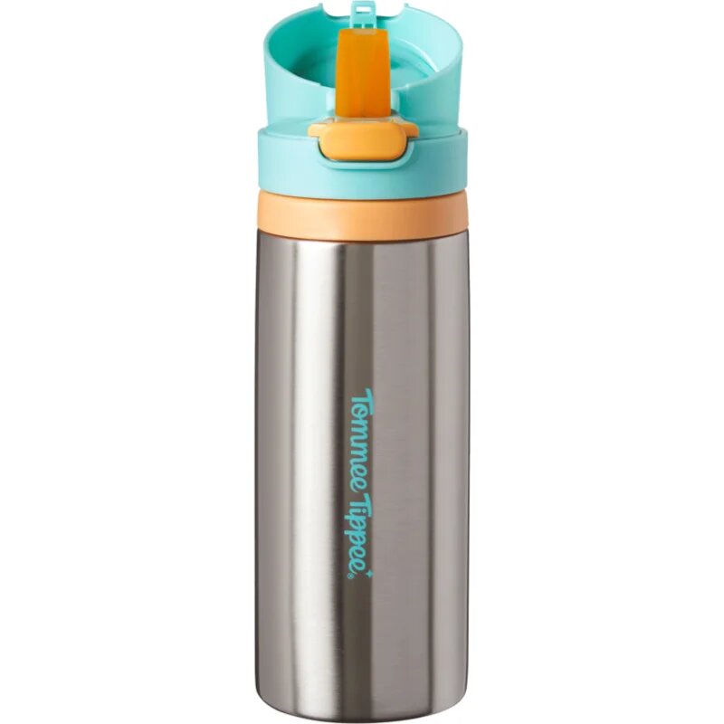 Tommee Tippee On The Go sticlă termos din oțel inoxidabil cu suzetă din silicon 24m+ 500 ml