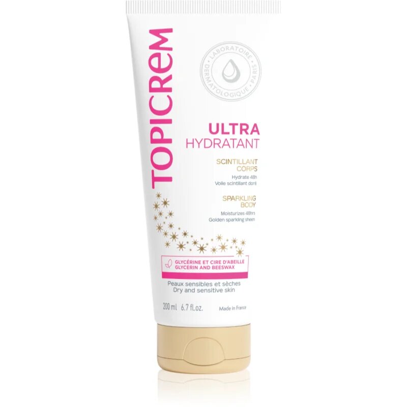 Topicrem UH BODY Ultra-Moisturizing Sparkling Body lapte de corp intens hidratant cu particule stralucitoare 200 ml