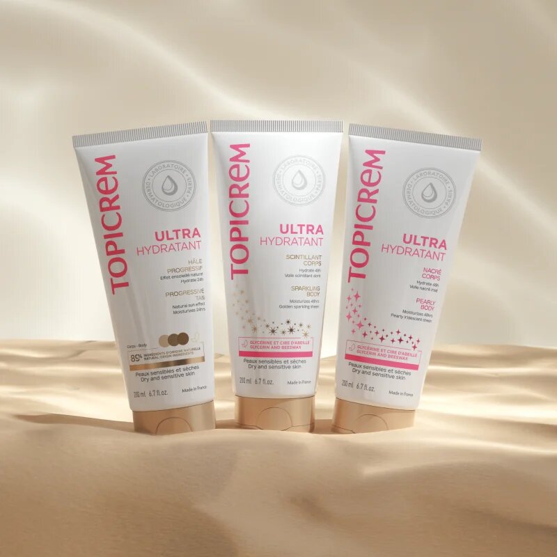 Topicrem UH BODY Ultra-Moisturizing Sparkling Body lapte de corp intens hidratant cu particule stralucitoare 200 ml