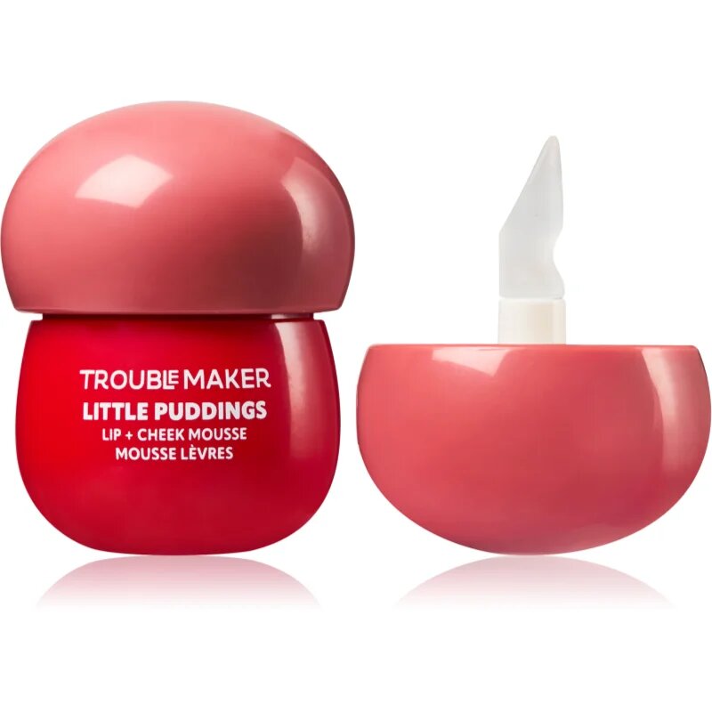 Trouble Maker Little Pudding Lip + Cheek Mousse fard multifuncțional pentru buze și obraz culoare Coral Pink 5 g