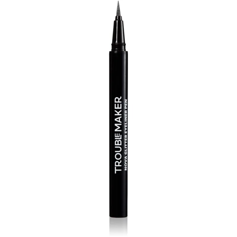 Trouble Maker Nova Glitter Liquid Eyeliner Pen creion de ochi cu sclipici culoare Black Hole Black 0.5 ml