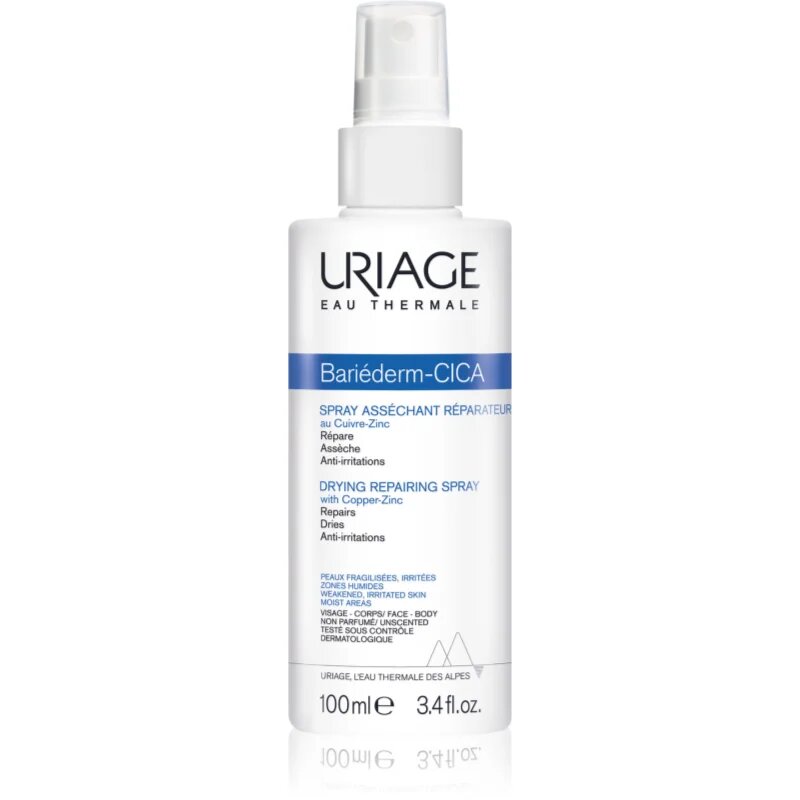 Uriage Bariéderm Cica Drying Repairing Spray spray reparator cu conținut de cupru și zinc cu efect de uscare 100 ml