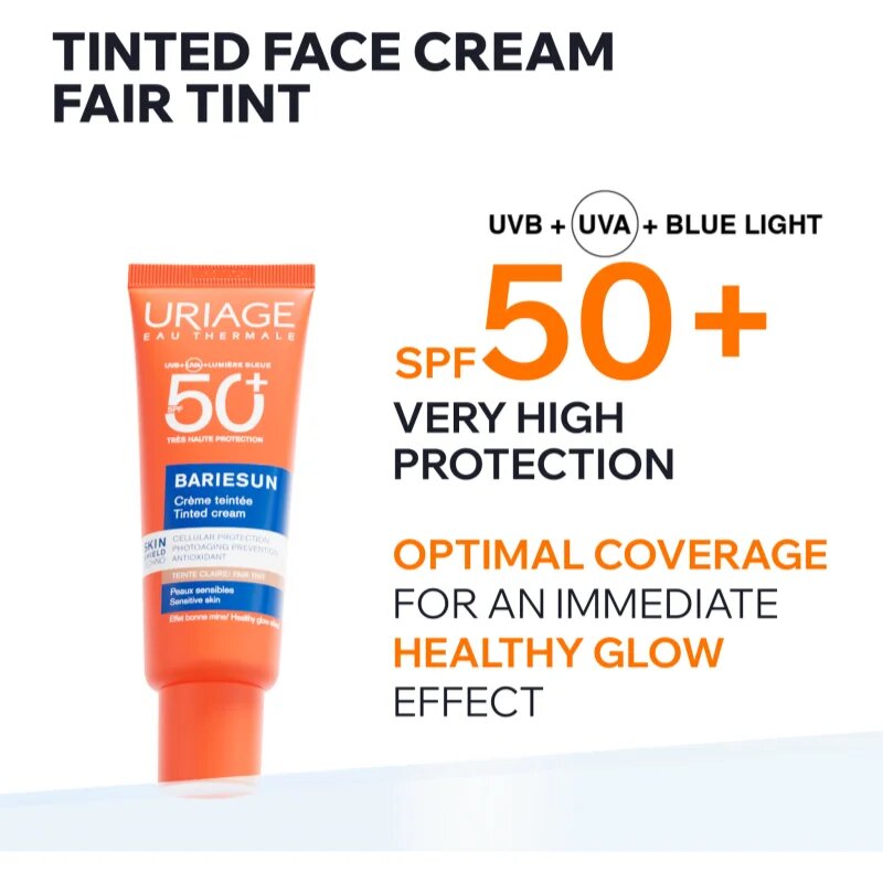 Uriage Bariésun Tinted Cream SPF 50+ crema de fata cu efect de protectie SPF 50+ culoare Fair tint 50 ml