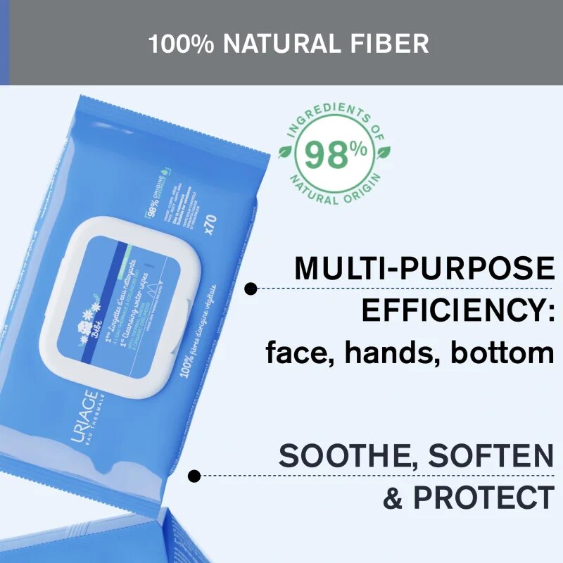 Uriage Bébé 1st Cleansing Wipes servetele pentru curatare pentru copii 70 buc