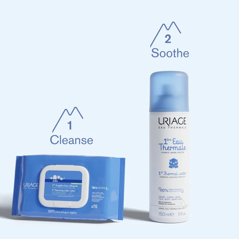 Uriage Bébé 1st Cleansing Wipes servetele pentru curatare pentru copii 70 buc