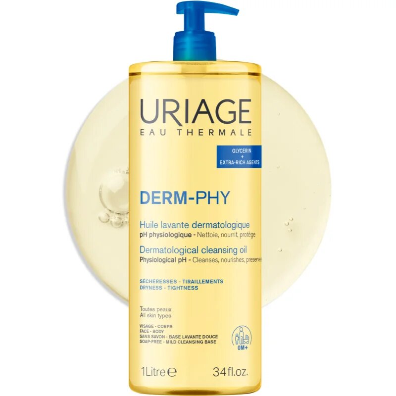 Uriage DERM-PHY Dermatological Cleansing Oil gel de dus hranitor 500 ml