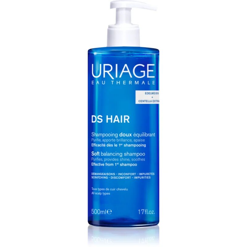 Uriage DS HAIR Soft Balancing Shampoo sampon pentru curatare pentru piele sensibila 500 ml