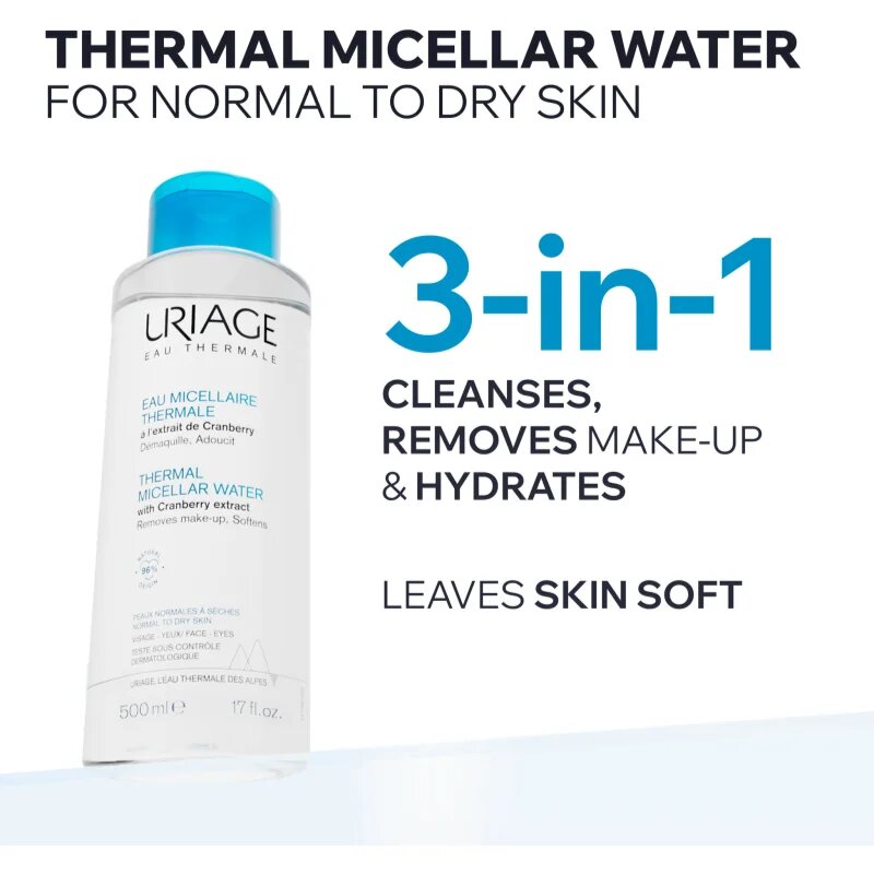 Uriage Hygiène Thermal Micellar Water - Normal to Dry Skin apa pentru curatare cu particule micele pentru ten normal spre uscat 500 ml