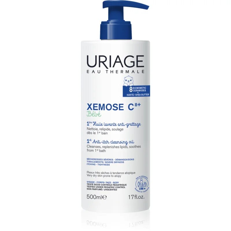 Uriage Xemose C8+ Bébé ulei calmant pentru curatare pentru piele uscata spre atopica 500 ml