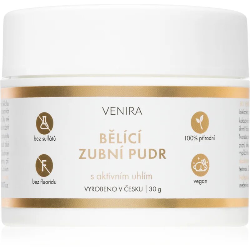 Venira Whitening tooth powder pudră cu cărbune activ pentru albirea dinților cu cocos Mint 30 g