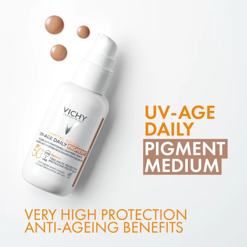 Vichy Capital Soleil Daily SPF50+ fluid protector tonifiant pentru față SPF 50+ culoare Medium 40 ml