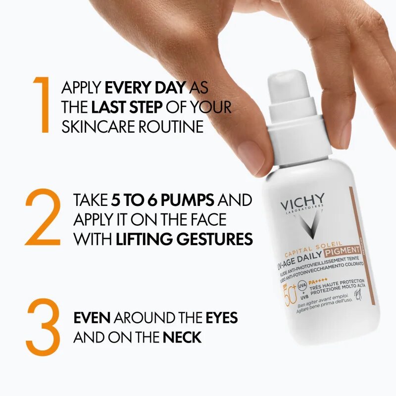 Vichy Capital Soleil Daily SPF50+ fluid protector tonifiant pentru față SPF 50+ culoare Medium 40 ml